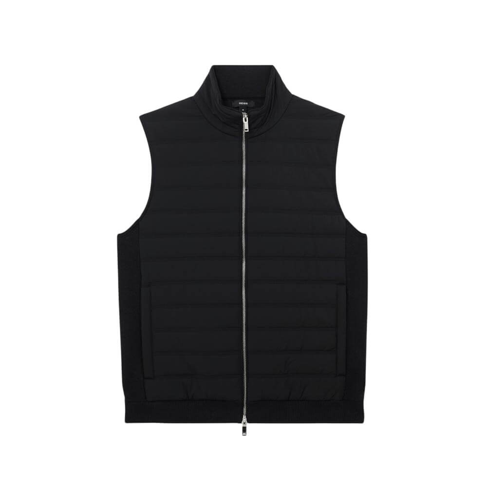 REISS Newford Funnel-Neck Quilted Knit Gilet